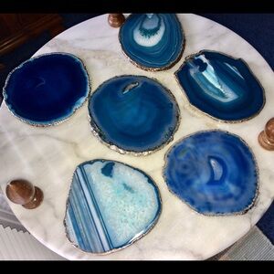 Elegant Blue Agate Coaster Set